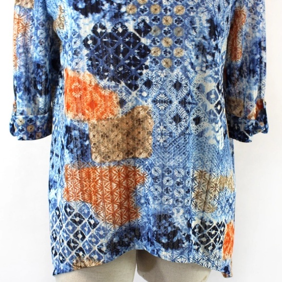 NWT Catherines Multi Tile Sunrise Asymmetrical Tunic Blouse - Picture 4 of 10